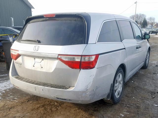 5FNRL5H24CB064534 - 2012 HONDA ODYSSEY LX SILVER photo 4