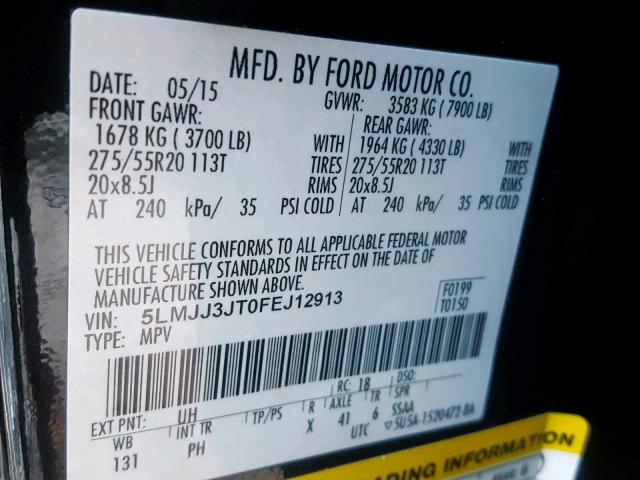 5LMJJ3JT0FEJ12913 - 2015 LINCOLN NAVIGATOR Qara foto 10