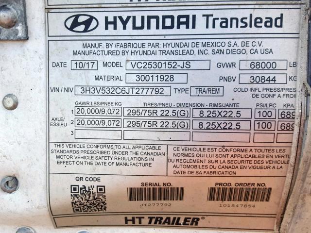 3H3V532C6JT277792 - 2018 HYUNDAI TRANSLEAD WHITE photo 10