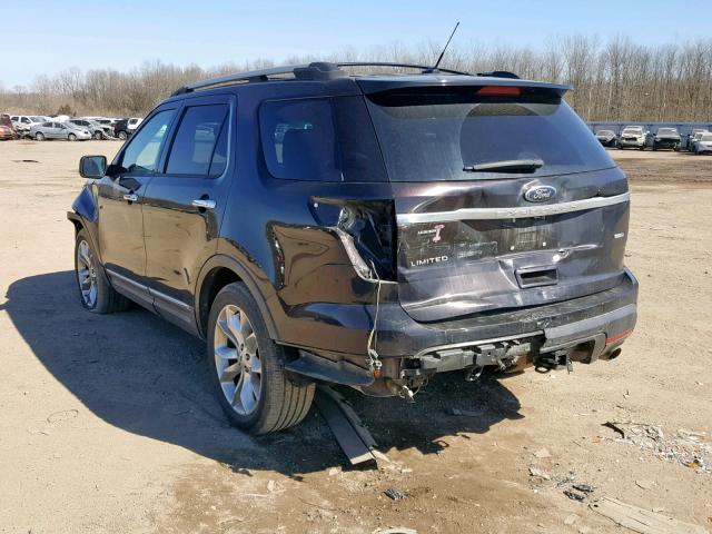 1FM5K8F86DGA44069 - 2013 FORD EXPLORER L BLACK photo 3