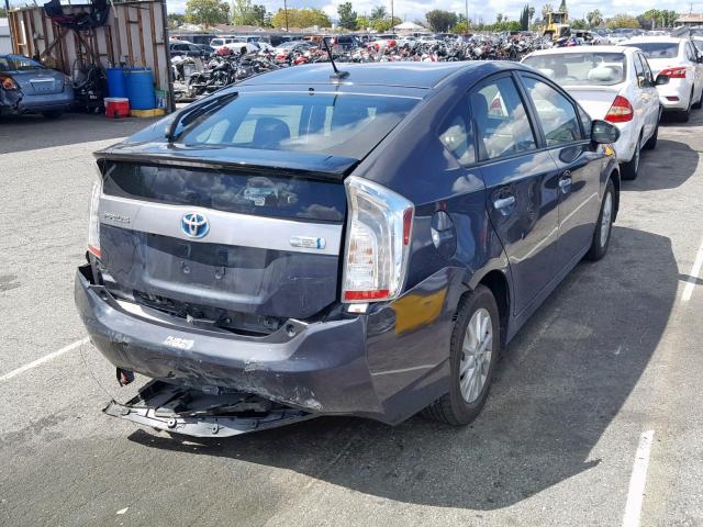 JTDKN3DP2D3048719 - 2013 TOYOTA PRIUS PLUG GRAY photo 4