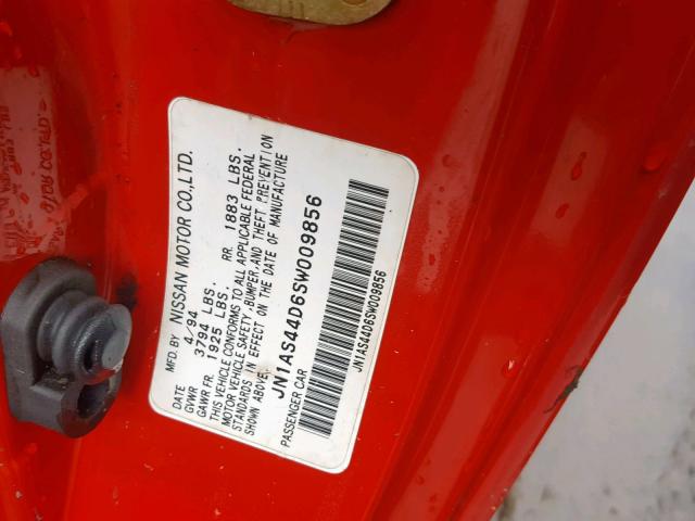 JN1AS44D6SW009856 - 1995 NISSAN 240SX BASE RED photo 10