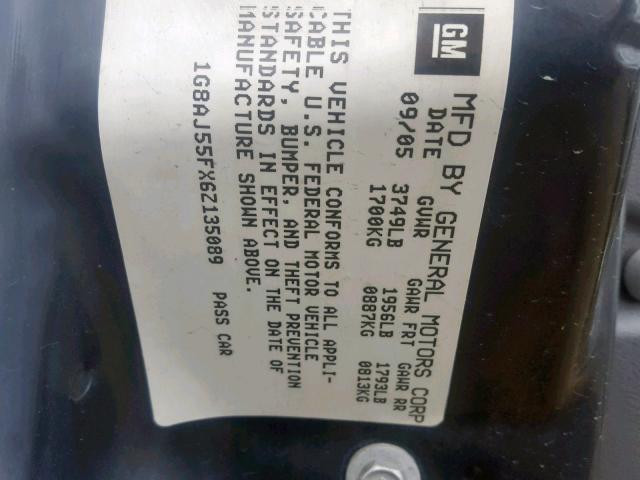 1G8AJ55FX6Z135089 - 2006 SATURN ION LEVEL SILVER photo 10