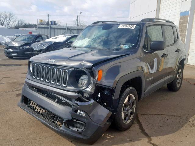 ZACCJBAB6HPG07984 - 2017 JEEP RENEGADE S ნაცრისფერი ფოტო 2