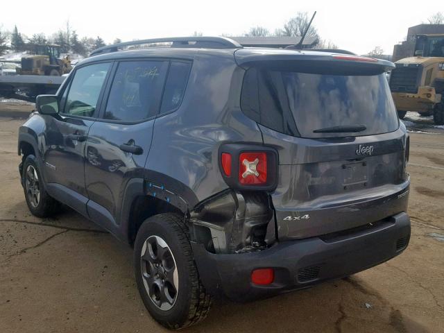 ZACCJBAB6HPG07984 - 2017 JEEP RENEGADE S ნაცრისფერი ფოტო 3
