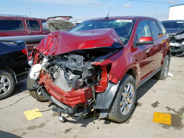 2FMDK4JC8DBB82798 - 2013 FORD EDGE SEL RED photo 2