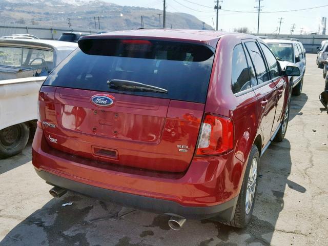 2FMDK4JC8DBB82798 - 2013 FORD EDGE SEL RED photo 4