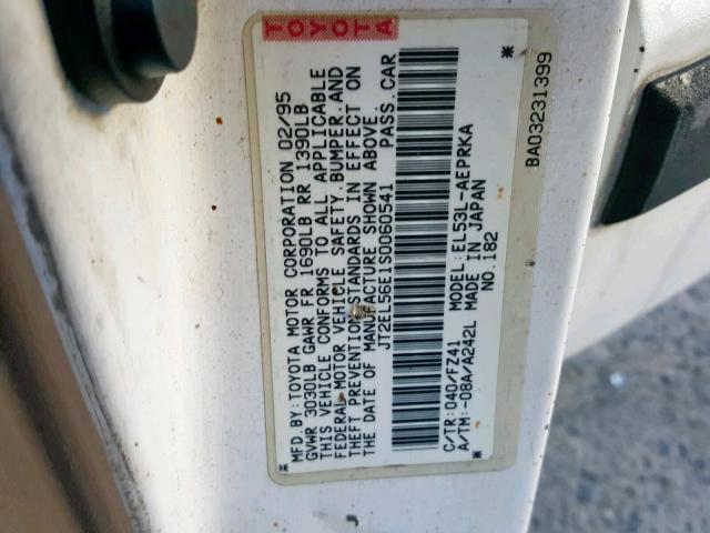 JT2EL56E1S0060541 - 1995 TOYOTA TERCEL DX WHITE photo 10