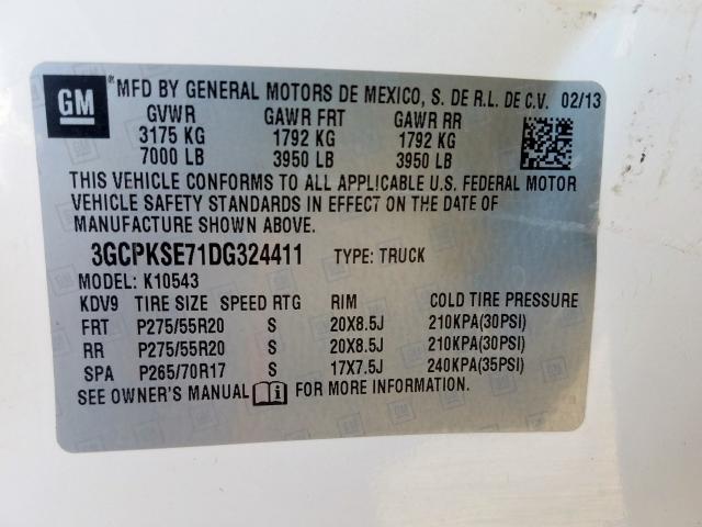 3GCPKSE71DG324411 - 2013 CHEVROLET SILVERADO K1500 LT  photo 10