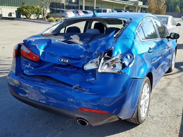 KNAFX4A82E5212973 - 2014 KIA FORTE EX BLUE photo 4