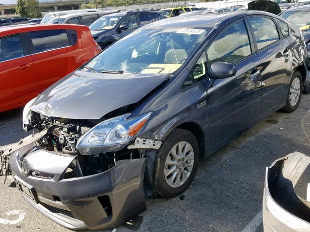 JTDKN3DP2C3008381 - 2012 TOYOTA PRIUS PLUG CHARCOAL photo 2