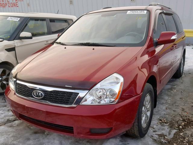 KNDMG4C78B6377463 - 2011 KIA SEDONA LX MAROON photo 2