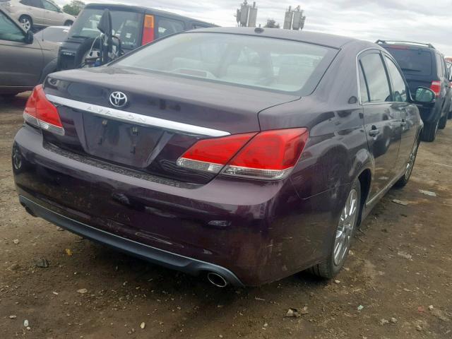 4T1BK3DB2BU398206 - 2011 TOYOTA AVALON BAS MAROON photo 4