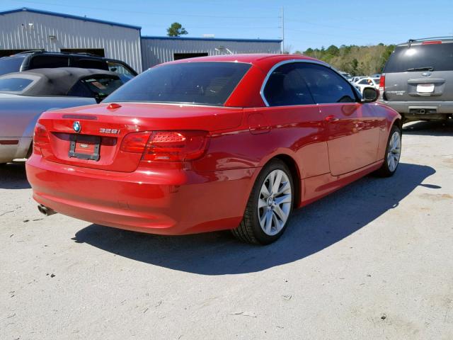 WBADW3C55BE541430 - 2011 BMW 328 I RED photo 4