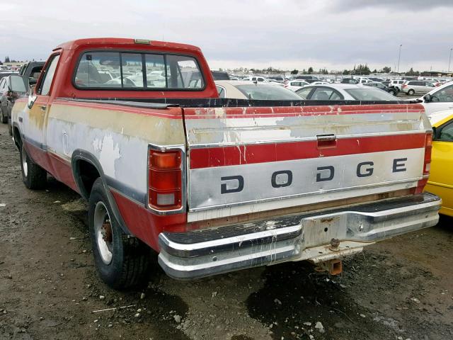 1B7KE26C4MS327132 - 1991 DODGE D-SERIES D RED photo 3