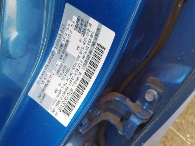 3MYDLBZV3GY103224 - 2016 TOYOTA SCION IA BLUE photo 10