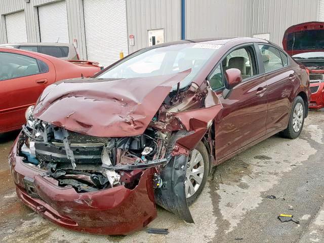 19XFB2F58CE051101 - 2012 HONDA CIVIC EX-L BURGUNDY photo 2