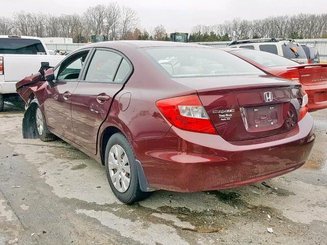 19XFB2F58CE051101 - 2012 HONDA CIVIC EX-L BURGUNDY photo 3