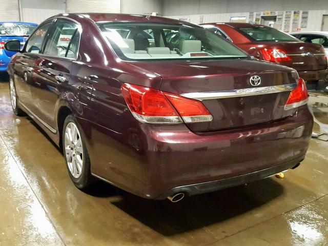 4T1BK3DB6BU384017 - 2011 TOYOTA AVALON BAS BURGUNDY photo 3