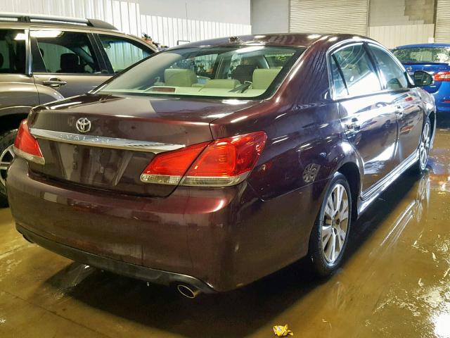 4T1BK3DB6BU384017 - 2011 TOYOTA AVALON BAS BURGUNDY photo 4