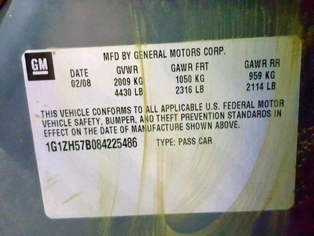 1G1ZH57B084225486 - 2008 CHEVROLET MALIBU 1LT 灰色 照片 10