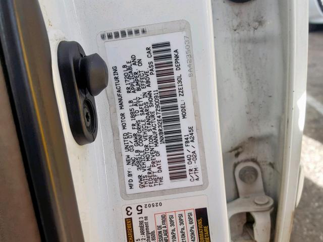 1NXBR32E47Z900911 - 2007 TOYOTA COROLLA CE WHITE photo 10