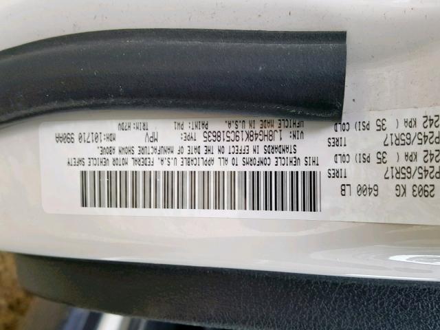 1J8HG48K19C518635 - 2009 JEEP COMMANDER თეთრი ფოტო 10