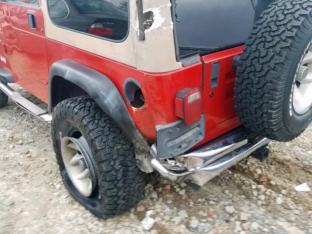 1J4FY19SXWP713205 - 1998 JEEP WRANGLER / RED photo 9