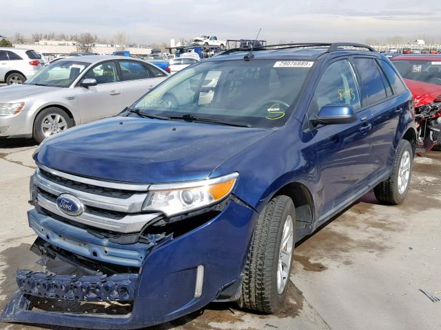 2FMDK4JCXCBA12621 - 2012 FORD EDGE SEL BLUE photo 2