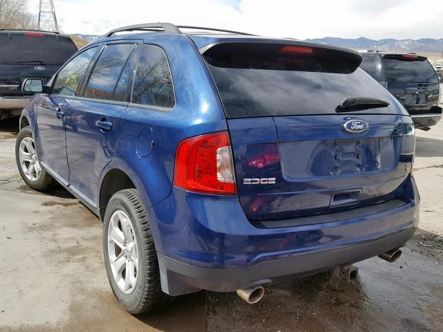 2FMDK4JCXCBA12621 - 2012 FORD EDGE SEL BLUE photo 3