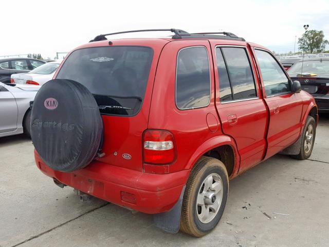 KNDJB723225105496 - 2002 KIA SPORTAGE RED photo 4