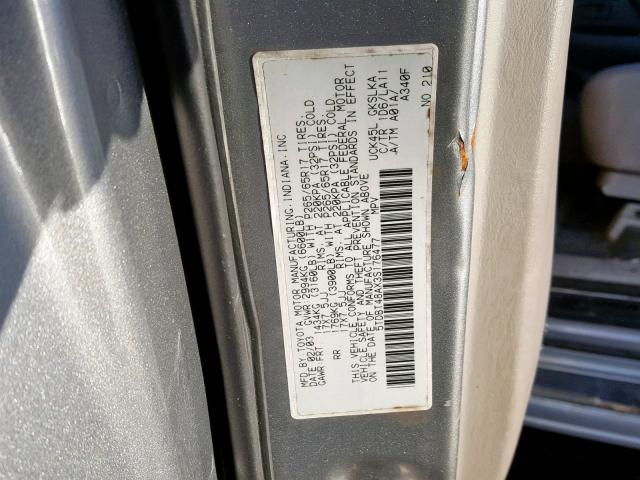 5TDBT48AX3S176477 - 2003 TOYOTA SEQUOIA LI SILVER photo 10