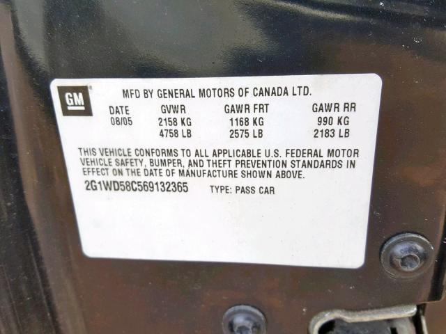 2G1WD58C569132365 - 2006 CHEVROLET IMPALA SUP Қара фото 10