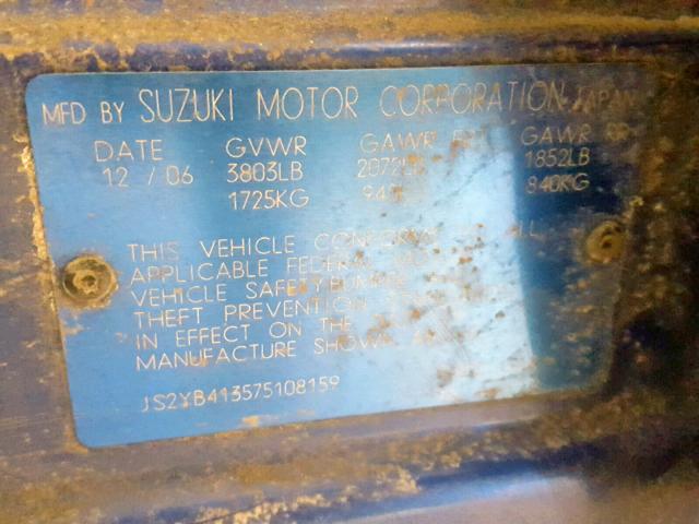 JS2YB413575108159 - 2007 SUZUKI SX4 BLUE photo 10