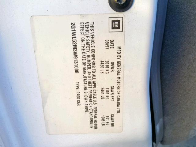 2G1WL52M3W9131008 - 1998 CHEVROLET LUMINA BAS Ağ foto 10