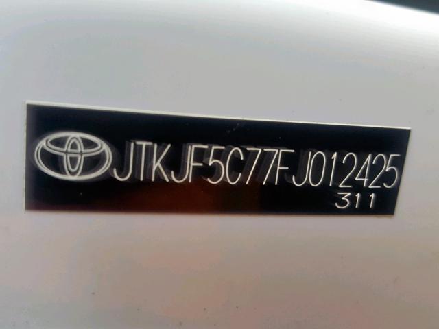 JTKJF5C77FJ012425 - 2015 TOYOTA SCION TC WHITE photo 10