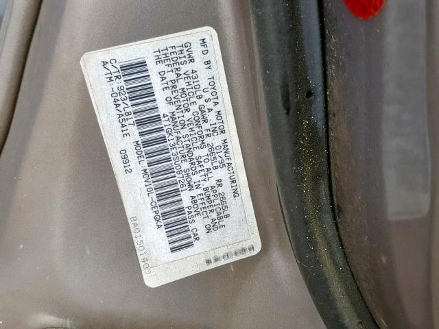 4T1GK13E3SU087261 - 1995 TOYOTA CAMRY XLE GRAY photo 10