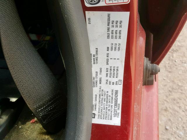 1GCDT136668243966 - 2006 CHEVROLET COLORADO RED photo 10