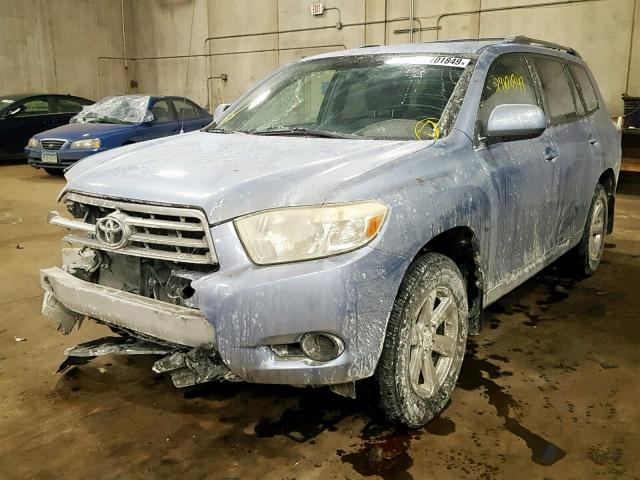 JTEES41A482048448 - 2008 TOYOTA HIGHLANDER BLUE photo 2