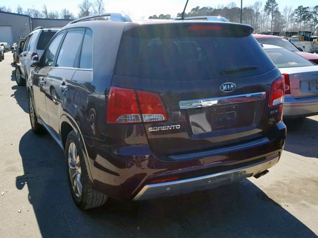 5XYKW4A21CG221894 - 2012 KIA SORENTO SX BURGUNDY photo 3