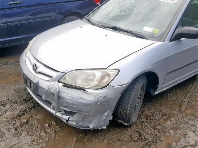 2HGES16355H541590 - 2005 HONDA CIVIC DX V SILVER photo 9