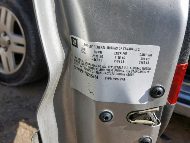 2G1WU581769265224 - 2006 CHEVROLET IMPALA LTZ SILVER photo 10