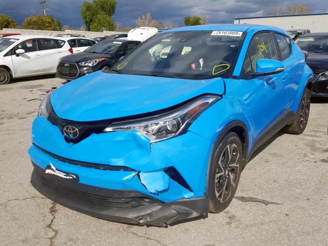 JTNKHMBX3K1034347 - 2019 TOYOTA C-HR XLE BLUE photo 2