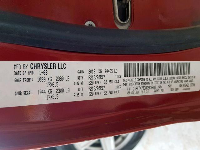 1J8FT47038D660996 - 2008 JEEP COMPASS SP RED photo 10