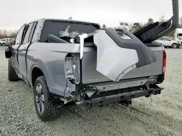 5FPYK2F6XHB001360 - 2017 HONDA RIDGELINE GRAY photo 3