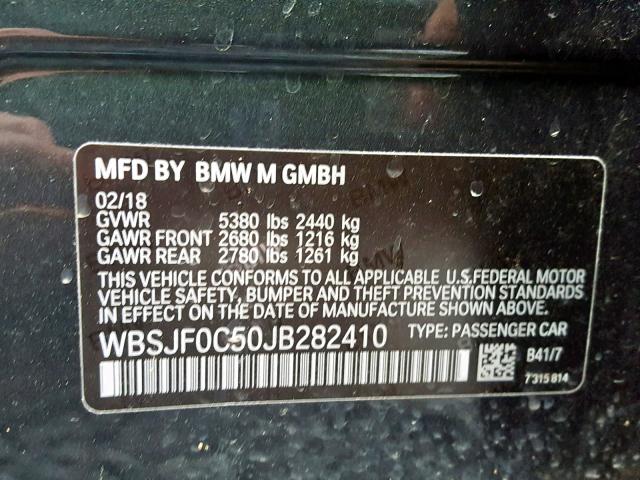 WBSJF0C50JB282410 - 2018 BMW M5 CHARCOAL photo 10