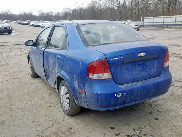 KL1TD52645B329643 - 2005 CHEVROLET AVEO BASE Көк фото 3