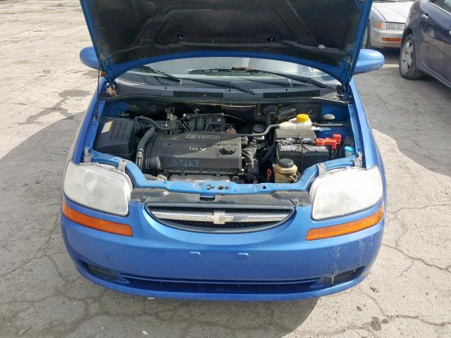 KL1TD52645B329643 - 2005 CHEVROLET AVEO BASE Көк фото 7