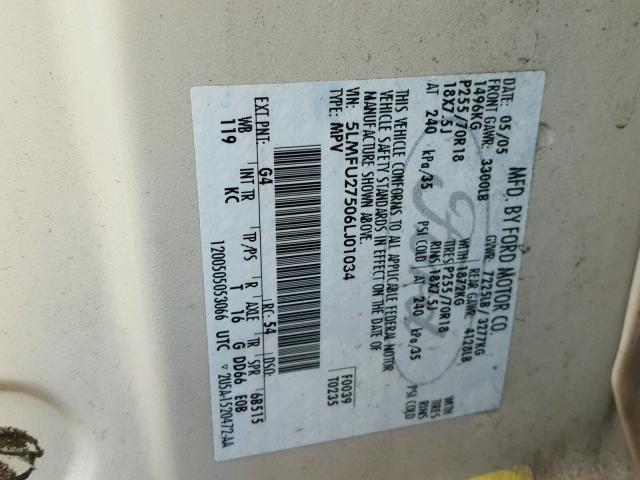 5LMFU27506LJ01034 - 2006 LINCOLN NAVIGATOR 白色 照片 10