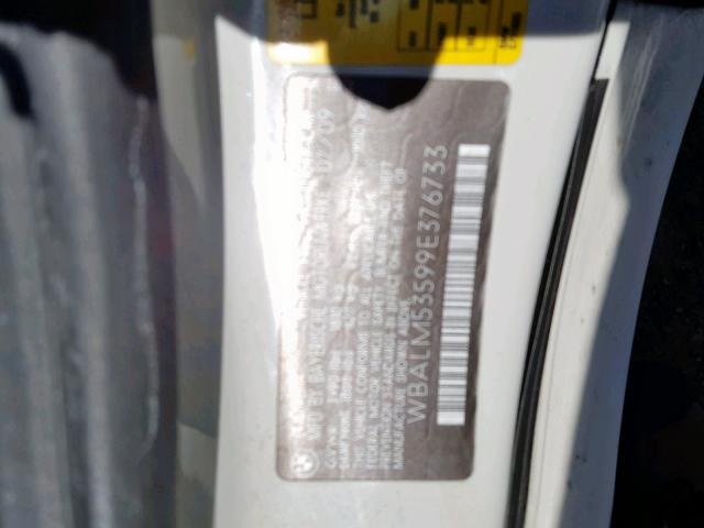 WBALM53599E376733 - 2009 BMW Z4 SDRIVE3 WHITE photo 10